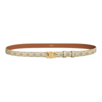 CELINE Multicolor Design Smooth Buckle Leather Leather Belts Women's Beige Width 1.8CM