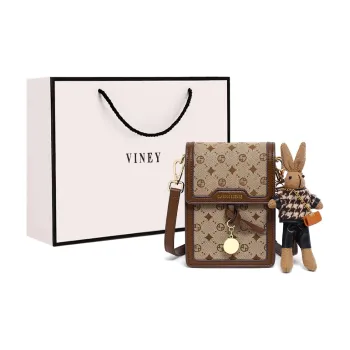 VINEY PVC Cell Phone Pouch Shoulder Bag Crossbody Bag Small Size Women's Ebony