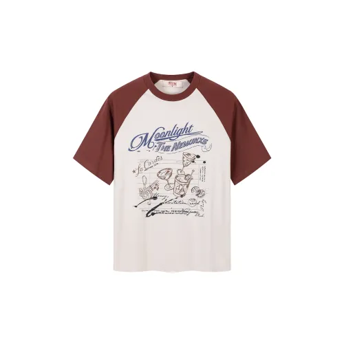 NewJnxs T-Shirts Unisex Cream White With Burgundy