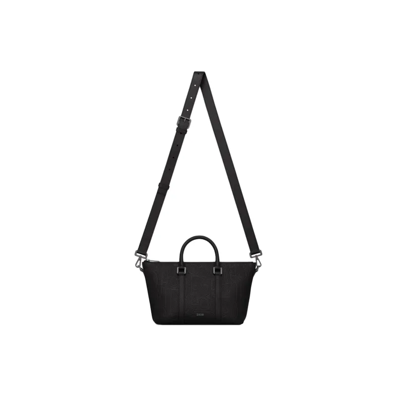 DIOR Gravity Print Effect Grained Cow Leather Handbag Shoulder Bag Crossbody Bag Men's Black-1