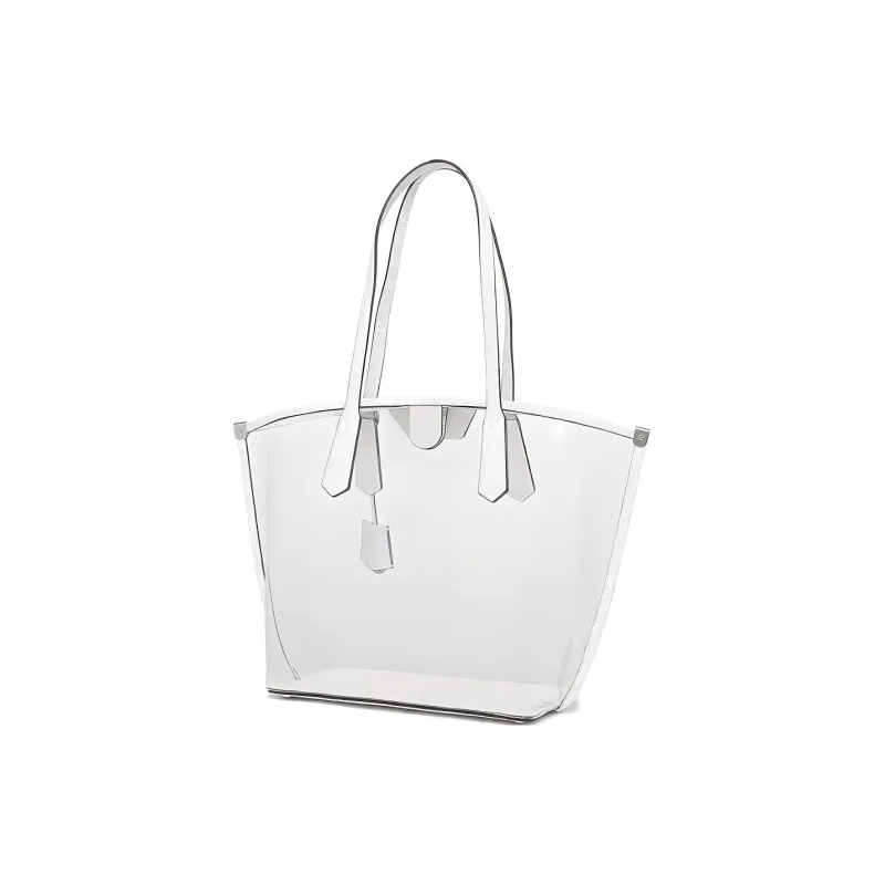 MICHAEL KORS Jane PVC Tote Bag, Shopping Bag, Handbag Large Size Women's Bright White-4