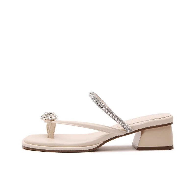 STELLA WEISZ Rubber Sole Cut Out Rhinestone Slip Resistant Abrasion Resistant Slide Slippers Women's-1