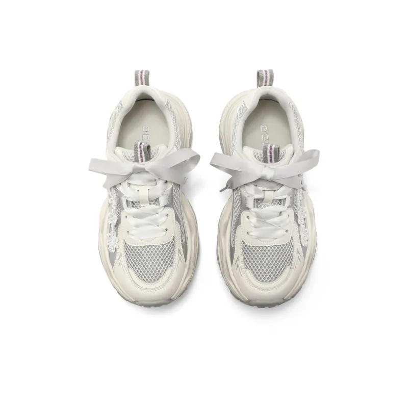 BELLE Cushioning, Slip Resistant, And Abrasion Resistant Low Top Chunky Sneakers Women's Gray, Apricot-2