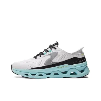 Skechers Slip Ins Cushioned Slip Resistant Low Top Casual Running Shoes Men's White Blue