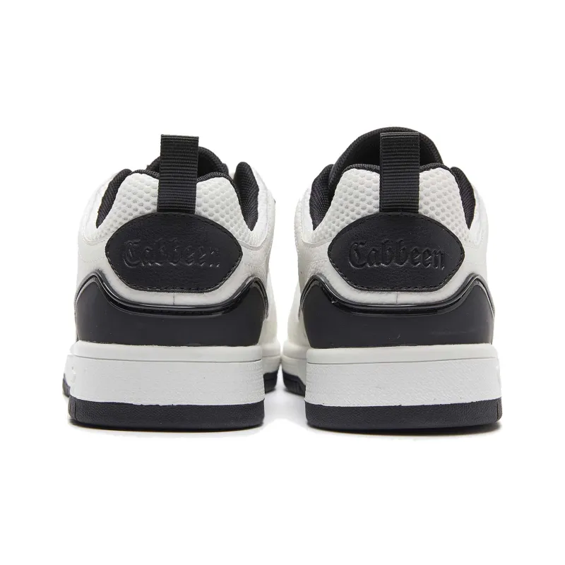 Cabbeen Fashion Classic Lightweight And Breathable Mid-Top Skateboard Shoes Men's Black White-4