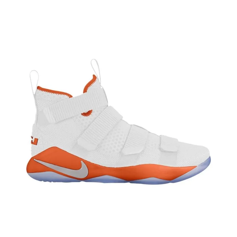 Nike Zoom Soldier 11 LeBron Cushioning Anti Slip And Wear Resistant High Top Basketball Shoes Unisex White Orange-1