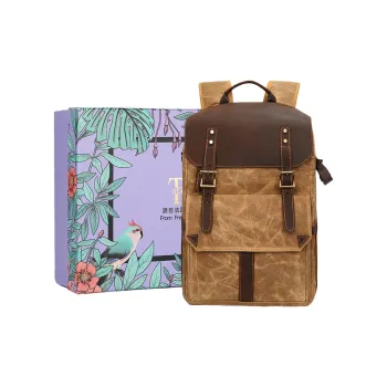 TTaG．baG Batik Canvas With Crazy Horse Cow Leather Carry Backpack Regular Unisex