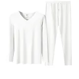 V-Neck Set (White) Dralon Heat/Seamless Antibacterial