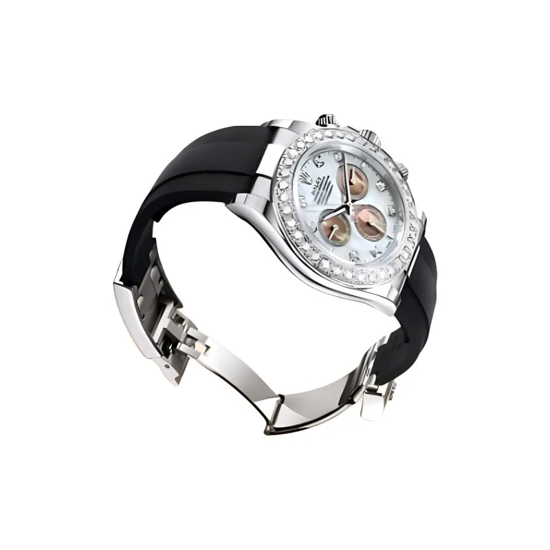 ROLEX Automatic Mechanical Movement Men's Watches Watch 40mm White Dial 18K White Gold Watch Case Rubber Strap-1