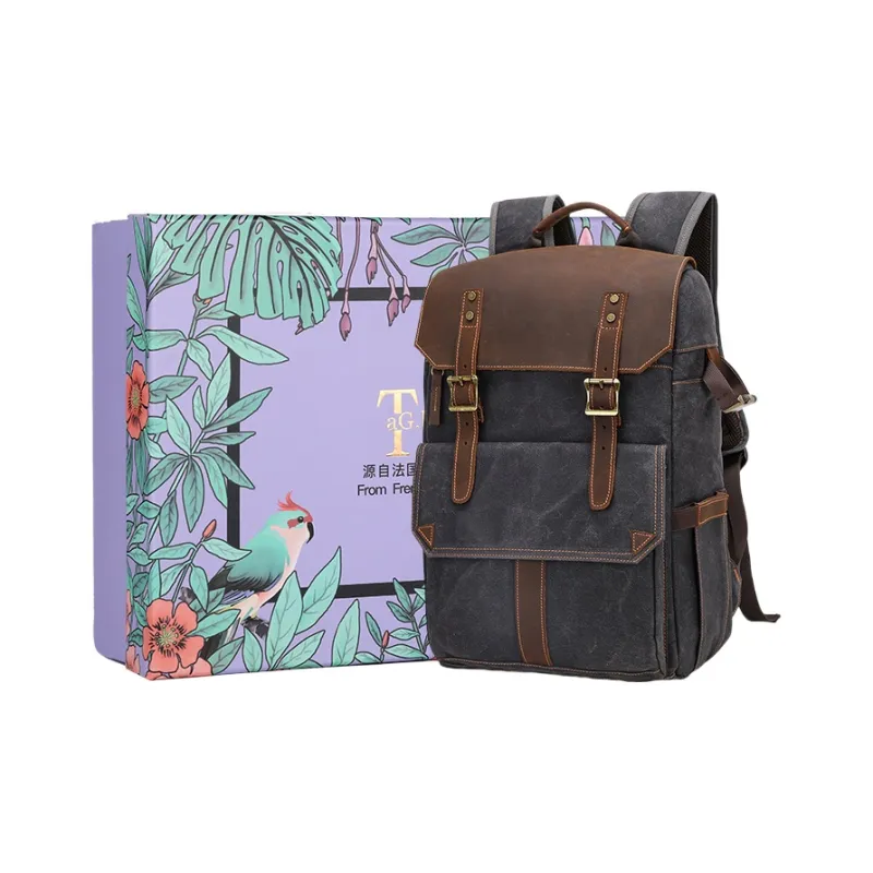 TTaG．baG Batik Canvas With Crazy Horse Cow Leather Carry Backpack Regular Unisex-10
