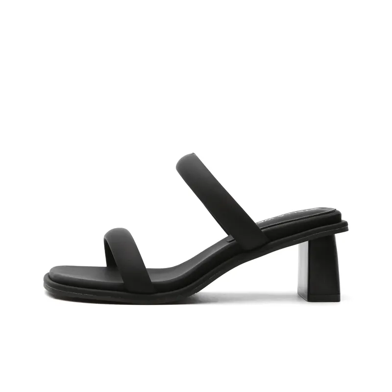 STELLA WEISZ Rubber Sole Leather Patchwork Cut-Out Slip-Resistant Abrasion-Resistant Slide Slippers Women's-3