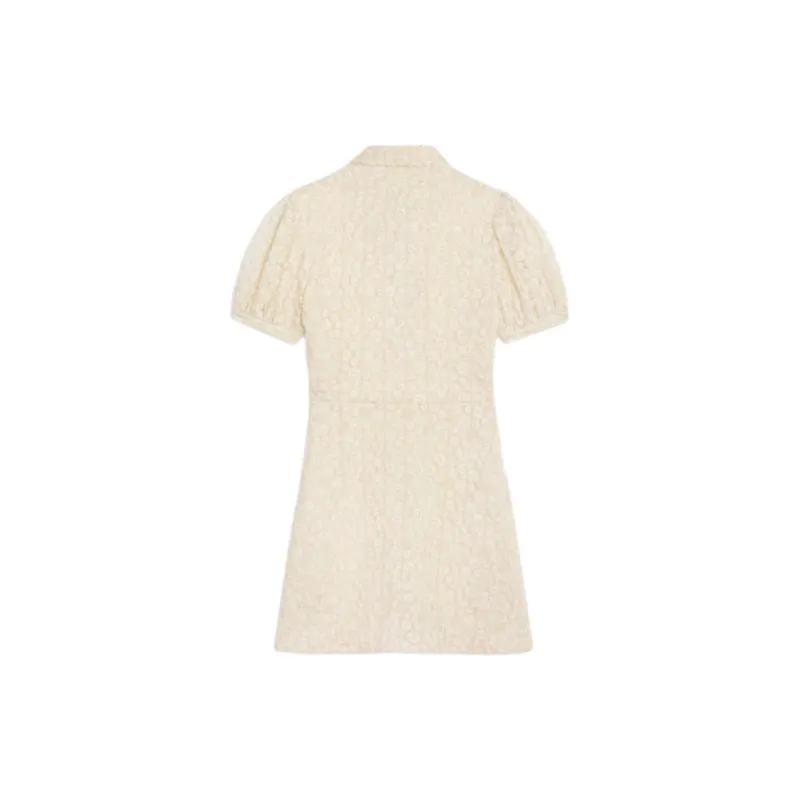 CELINE Embroidered Babydoll Mini Dress In Tulle-1