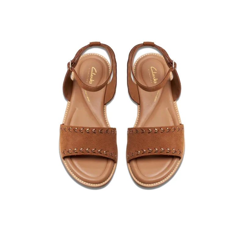 Clarks One Strap Sandals 2cm Women's Brown-3