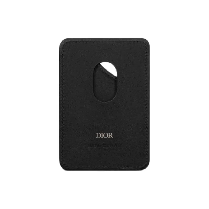 DIOR Gravity Print Effect Leather Card Holder Men's Black-2
