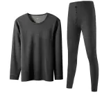 Long-Sleeved Top+Pants Clothing Set (Canvas Black) with Gel Warming Black Technology
