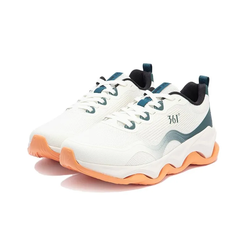 361° Wear-Resistant Low-Top Casual Running Shoes Men's White Cyan-2