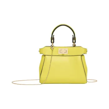 FENDI Peekaboo Lambskin One Shoulder Handbags Nano Women's Yellow
