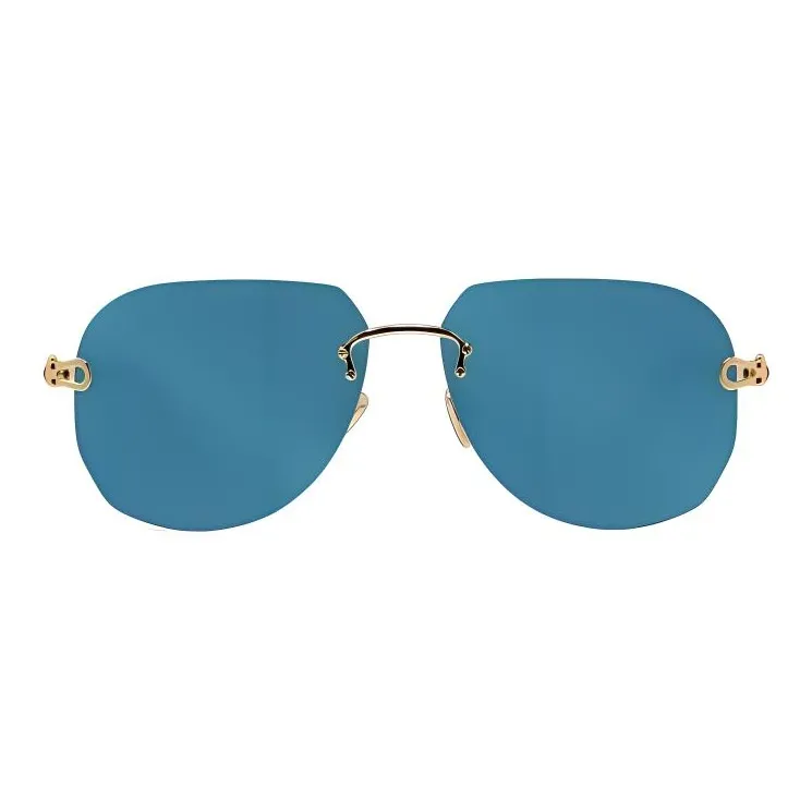 FRED Metal Irregular Shape Sunglasses Men's Gold-1
