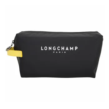 LONGCHAMP Nylon With Canvas Canvas Bag Handbag Toiletry Bag Women's Black
