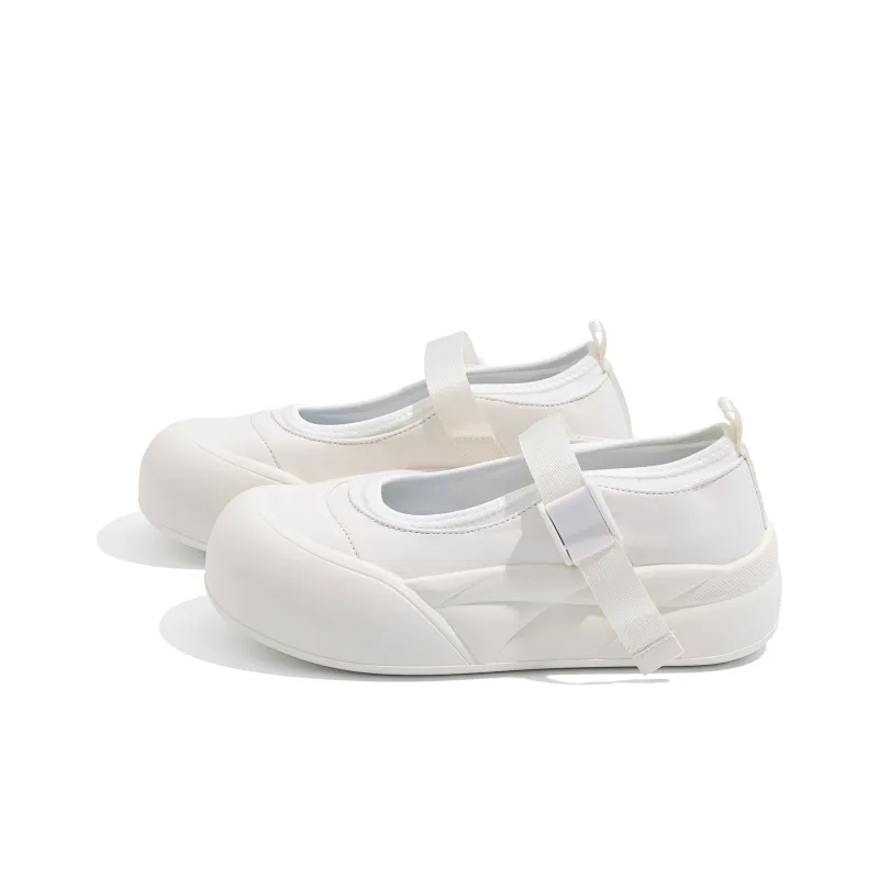 HUANQIU Platform Mary Jane Shoes Women's Beige-1