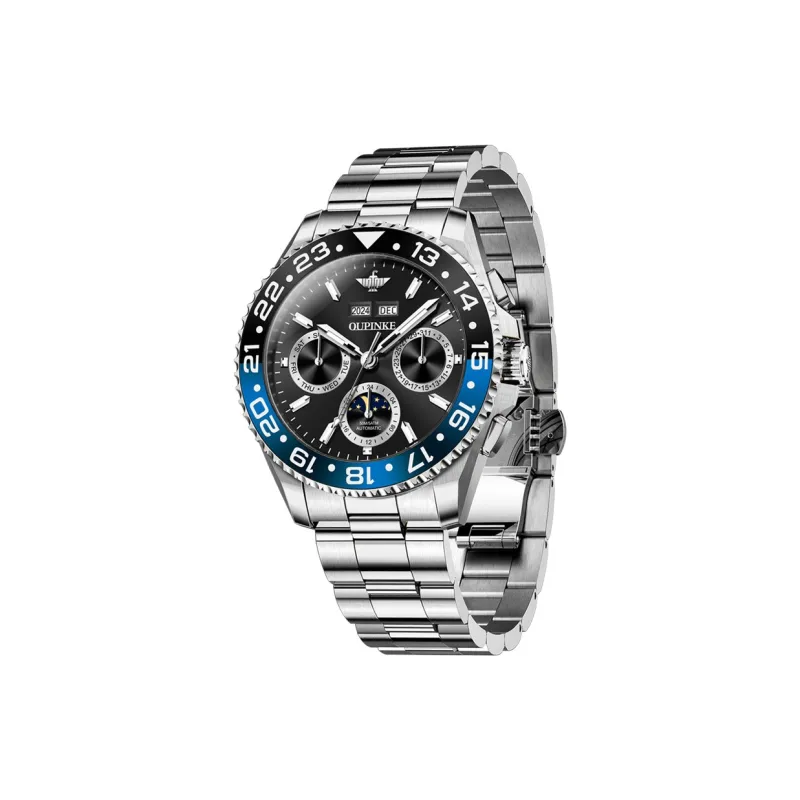 Oupinke Mechanical Movement Stainless Steel Watchband Watch Men's Watches White Dial-14