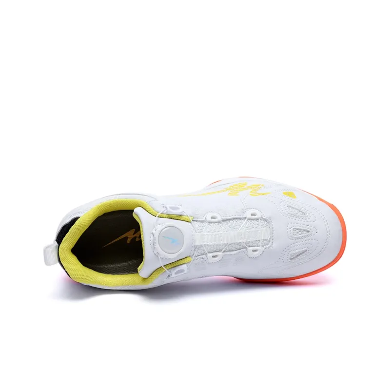 Binary Cushioning Abrasion Resistant Lightweight Slip Resistant Low Top Badminton Shoes Unisex White Yellow-2