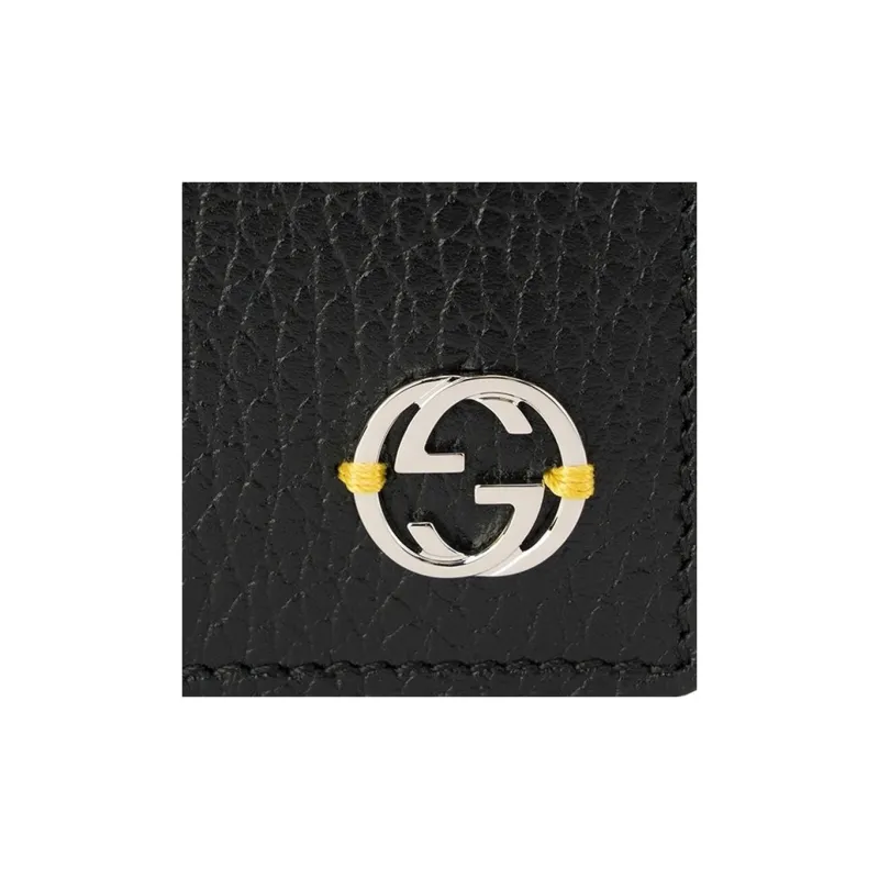 GUCCI Leather Wallet Men's Black & Yellow-5