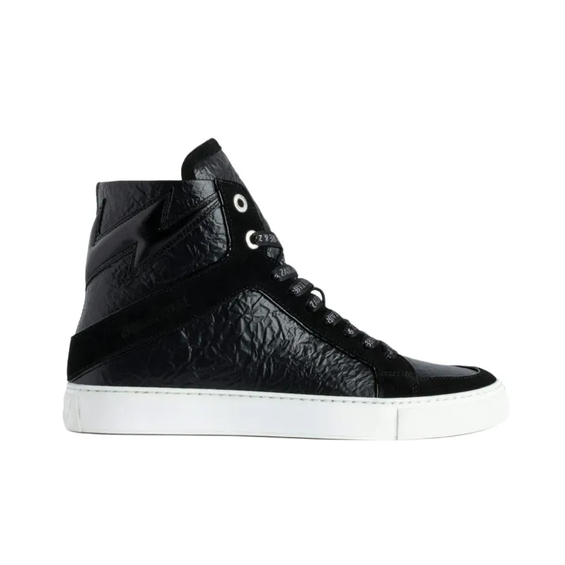 Zadig&Voltaire High Lash Crinkled-finish Leather Sneakers-1