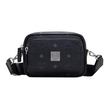 MCM Klassik Visetos Artificial Leather Camera Bag, Shoulder Bag, Crossbody Bag Mini Men's Black