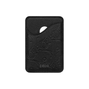 DIOR Gravity Print Effect Leather Card Holder Men's Black