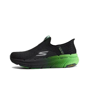 Skechers MEN'S GO Cushioned Slip Resistant Low Top Running Shoes Men's Black Green