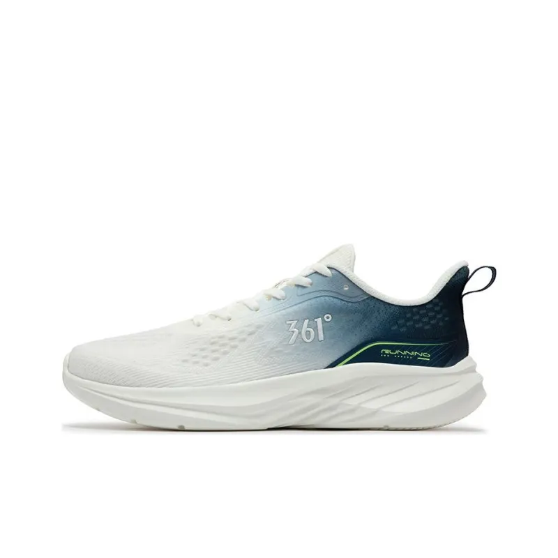 361° Wear-Resistant Low-Top Casual Running Shoes Men's White Blue-0
