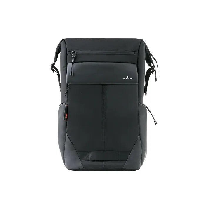 ECHOLAC Fabric Backpack Medium Size Unisex Black-1