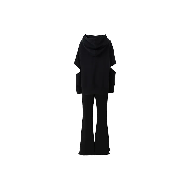SOON FLOWER Sweatshirt Set Fall And Winter Women's Black-1