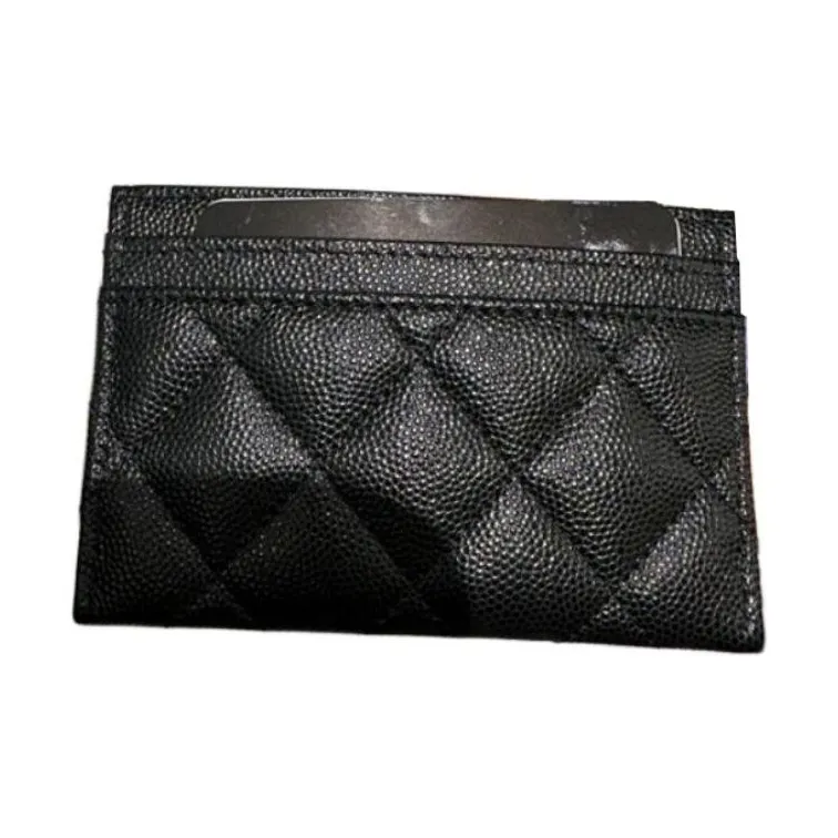 CHANEL Caviar Cow Leather Card Holder Women's Black-1