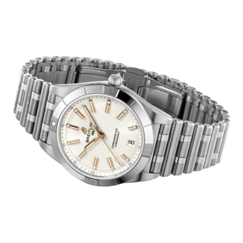 BREITLING Automatic Mechanical Movement Women's Watch 36mm White Dial Stainless Steel Case Stainless Steel Watchband-3