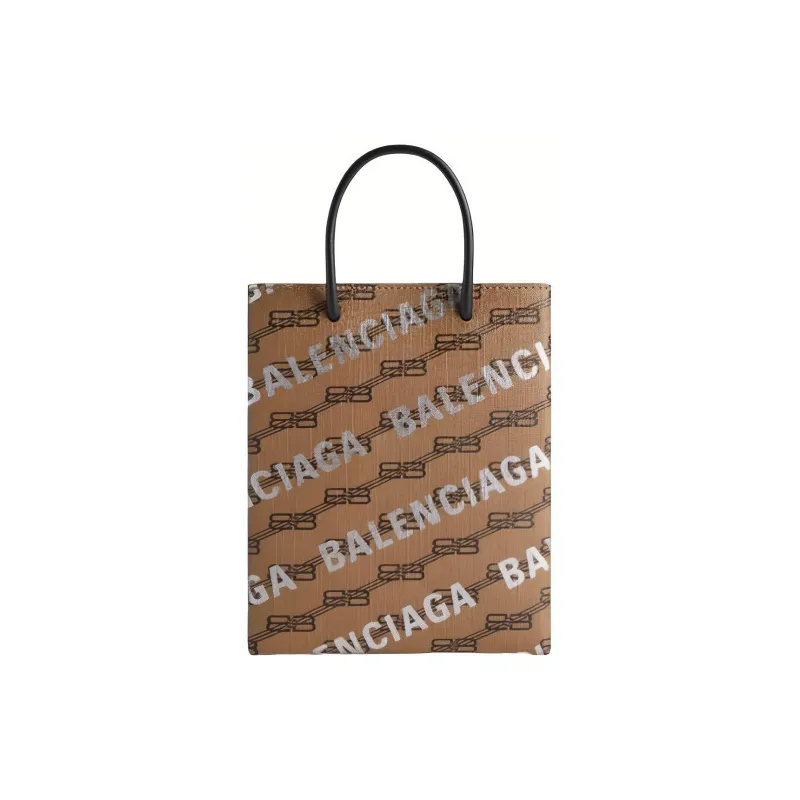 Balenciaga Polyurethane Shoulder Bag Crossbody Bag Handbag Large Size Women's Beige Brown-4