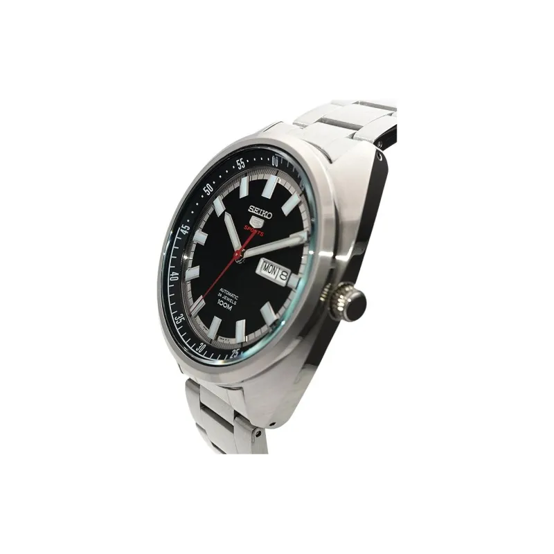 SEIKO Seiko5 Automatic Mechanical Movement Stainless Steel Strap Watch 44mm Men's Watches Black Dial-1