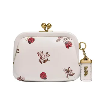 COACH Kisslock Delicate Calfskin Coin Purse Mini Women's White