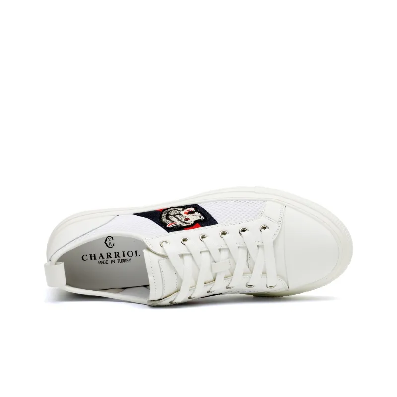 CHARRIOL Slip-Resistant Cushioning Low-Top Skateboard Shoes Men's White-3