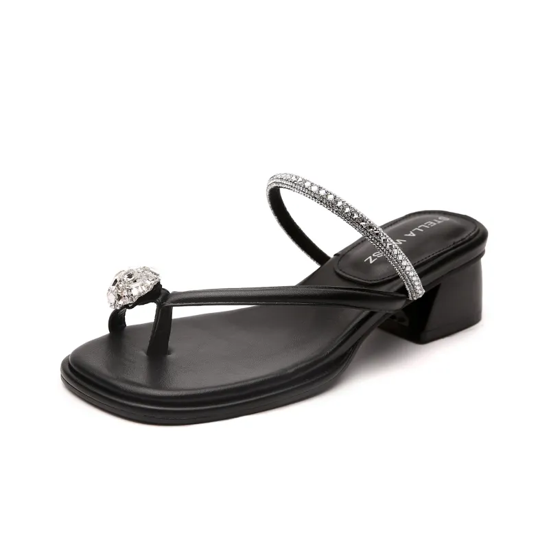 STELLA WEISZ Rubber Sole Cut Out Rhinestone Slip Resistant Abrasion Resistant Slide Slippers Women's-4