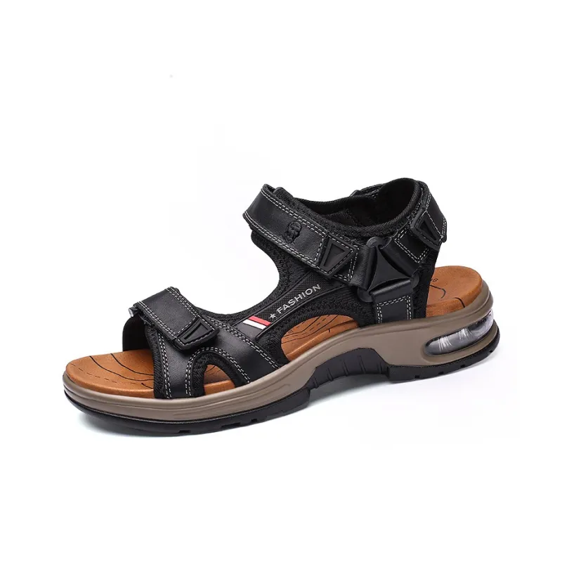 LAORENTOU Beach Sandals Men Khaki/Burgundy/Black-1