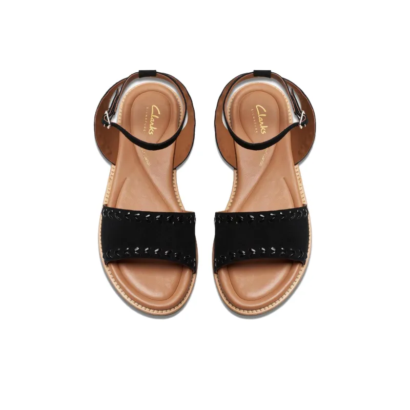 Clarks One Strap Sandals 2cm Women's Black-3