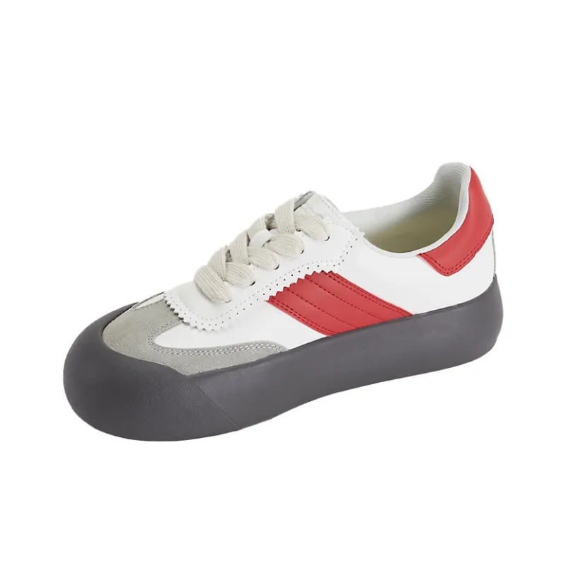 GOOD BAI Anti Slip Wear Resistant Low Top Casual Shoes Unisex Red Gray White-2