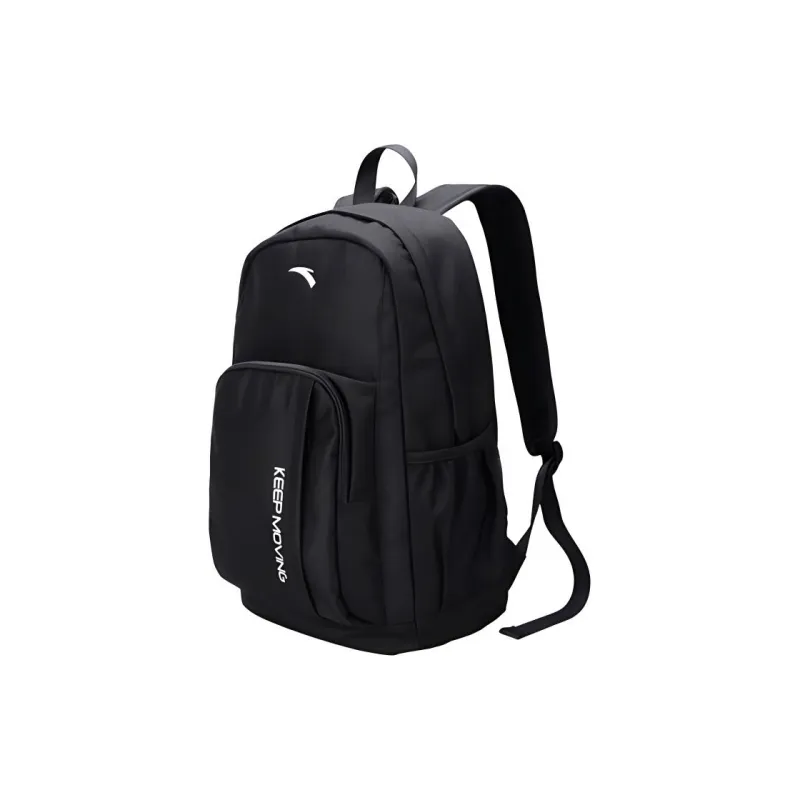 Anta Nylon Fabric With PU Laptop Bag Backpack Regular Unisex Black-1