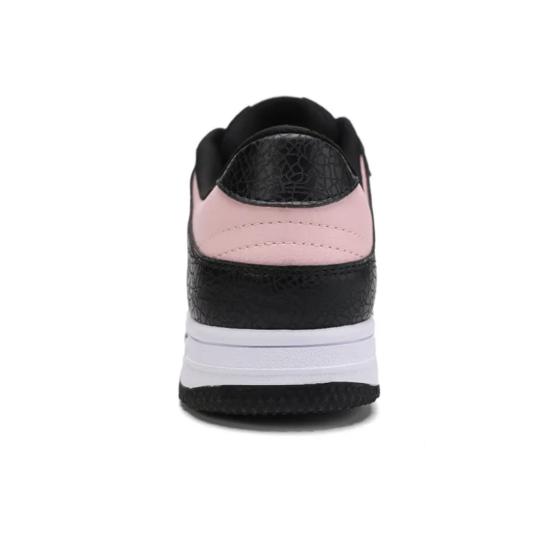 PEAK Style Slip Resistant Cushioning Wear Resistant Low Top Skateboard Shoes Women's Black Heaven Pink-3