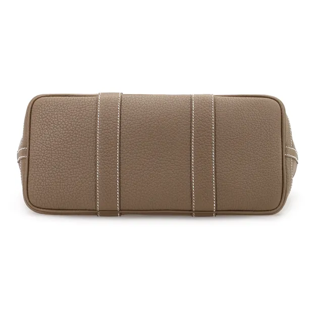 HERMES Garden Party Officier Canvas With Negonda Calfskin Garden Bag Handbag Regular Unisex Gray Yellow-4