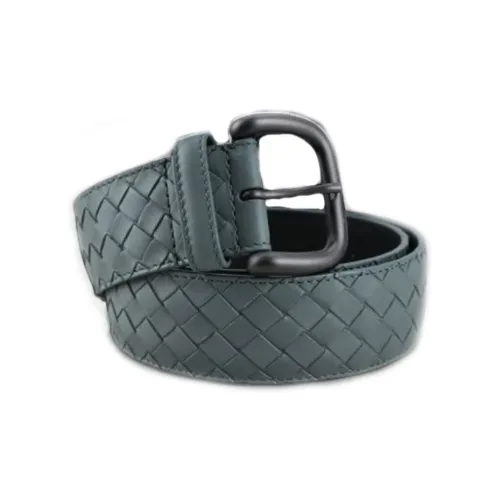 Bottega Veneta Solid Color Design Pin Buckle Calfskin Leather Belts Men's Green Width: 4cm