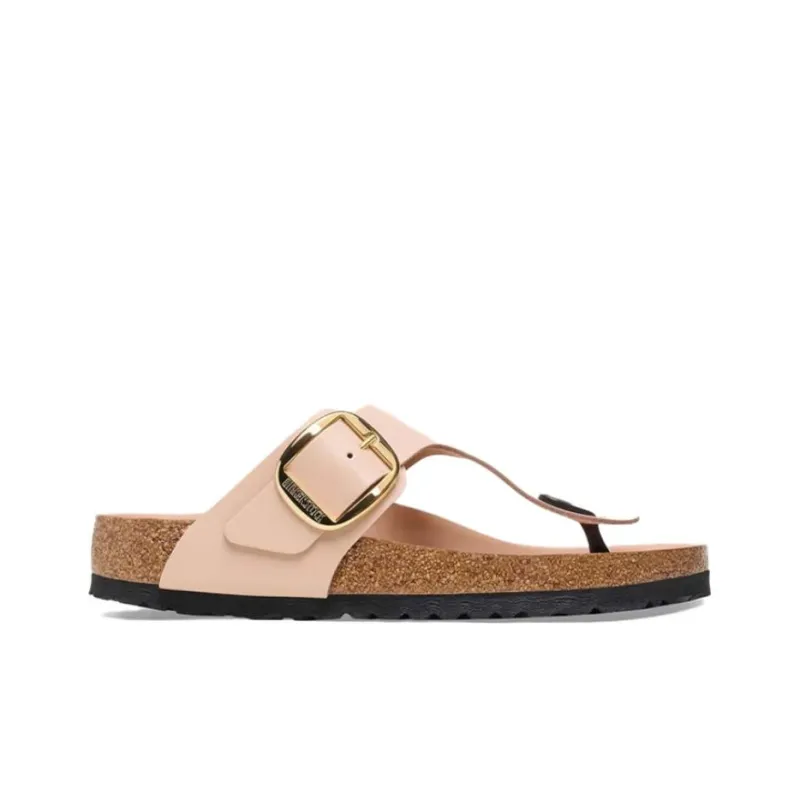 Birkenstock Gizeh Big Buckle Natural Leather Patent Narrow Fit Sandals 'High Shine New Beige'-1