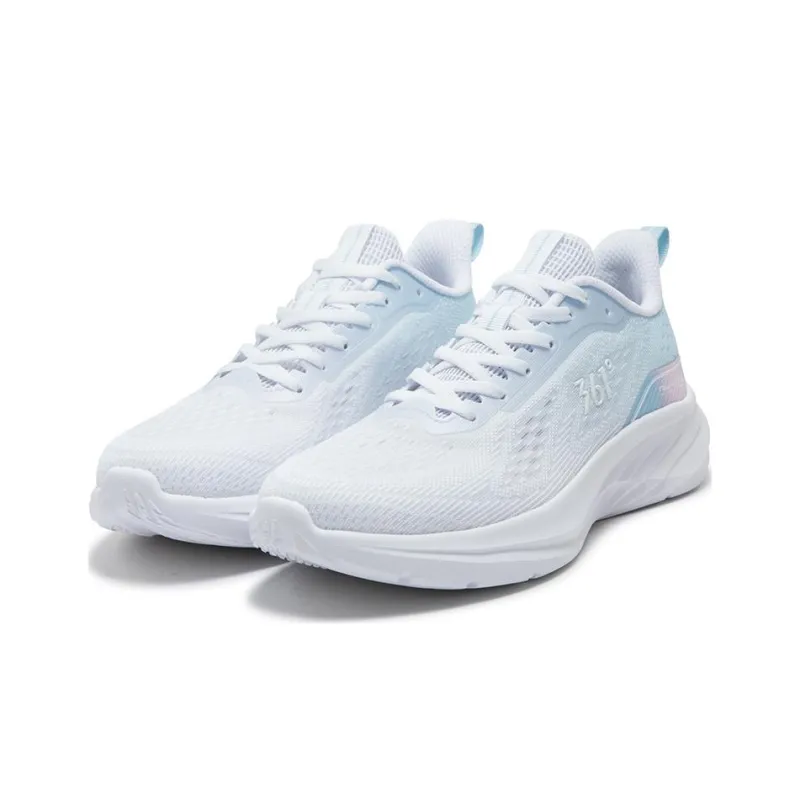 361° Abrasion Resistant Low Top Casual Running Shoes Women's White Blue-2